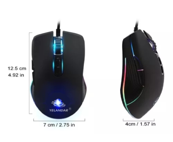 Mouse Gamer Yelandar DK1 RGB con Iluminación LED y Diseño Ergonómico