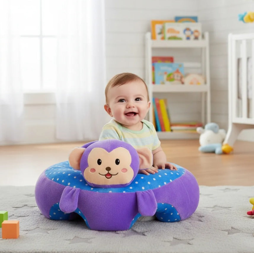 Asiento de Aprendizaje para Bebé Diseño Mono en Peluche Suave