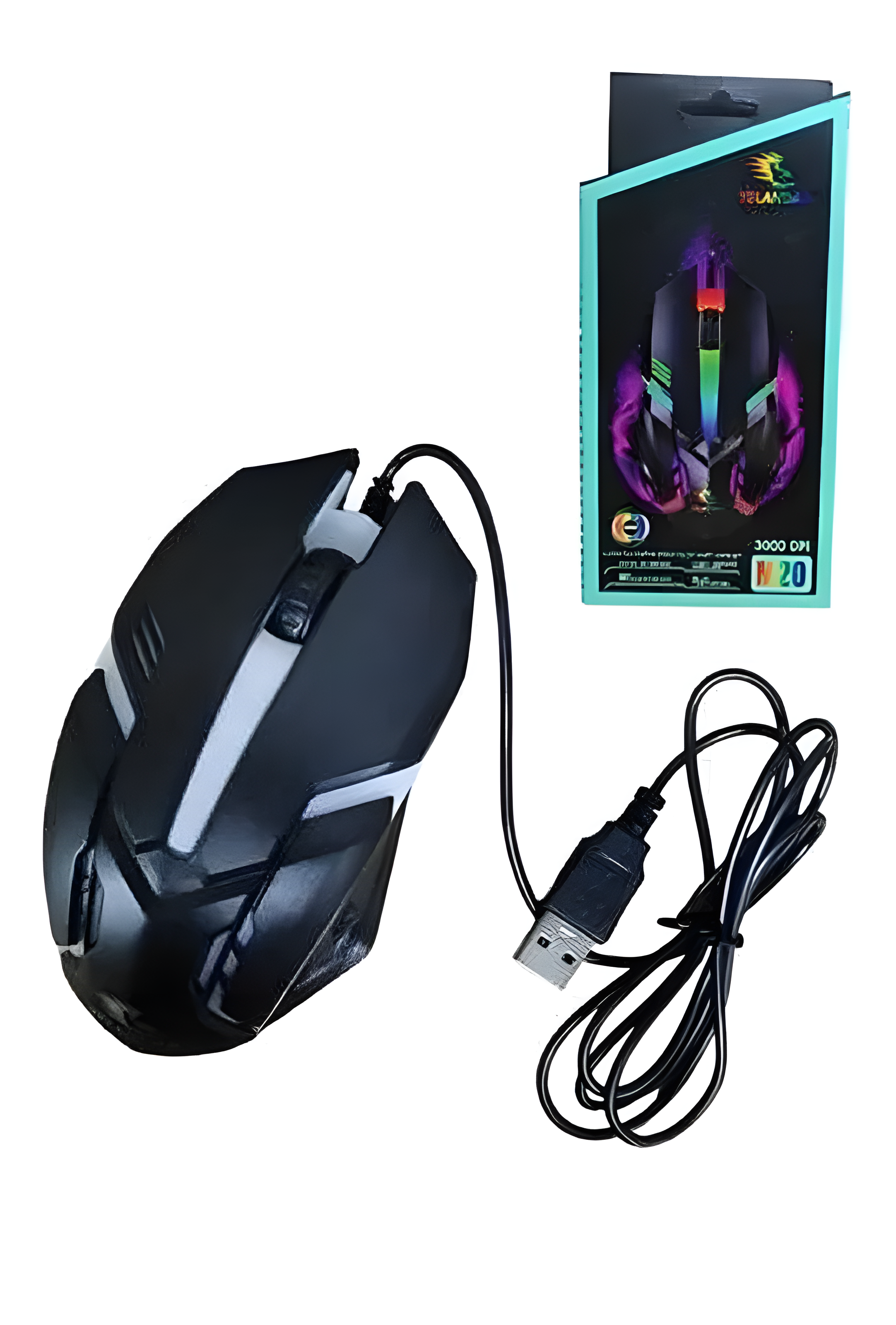 Mouse Gamer Yelandar M20 RGB 3000 DPI con Iluminación y Diseño Agresivo